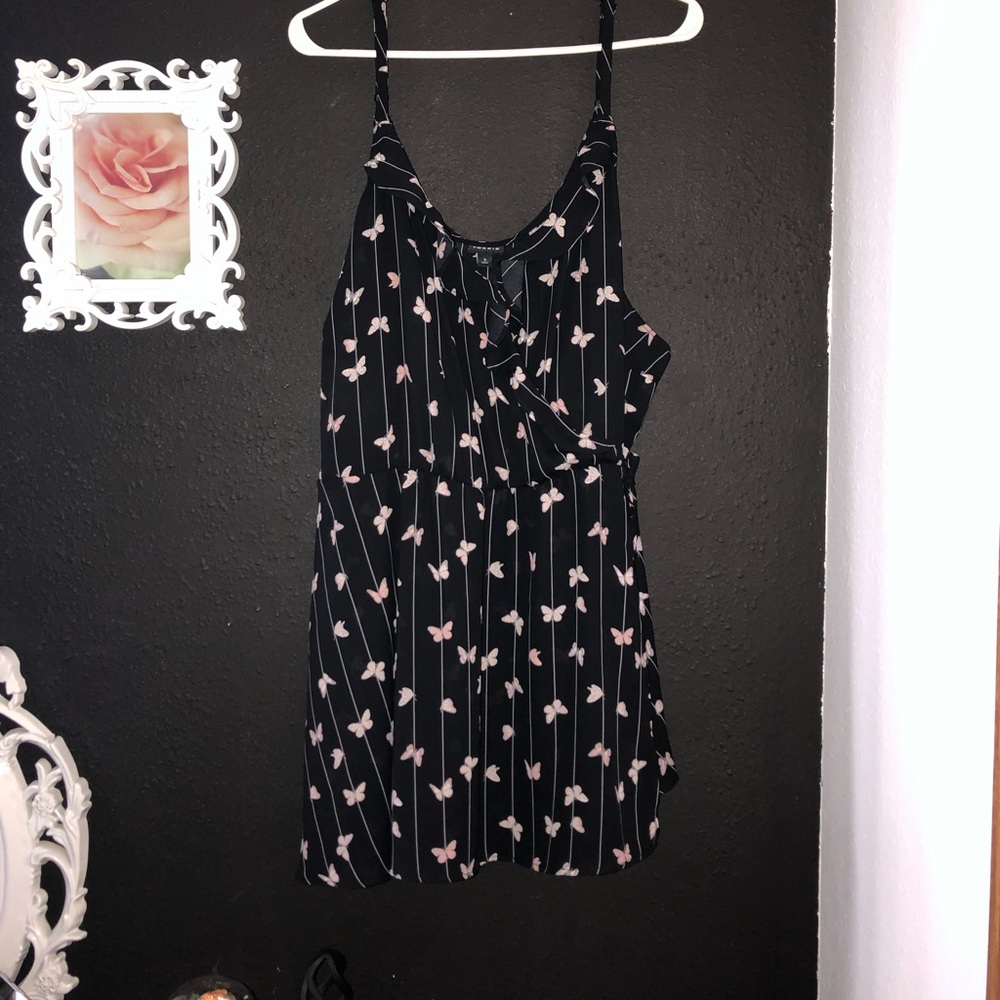 RUFFLE TANK - BUTTERFLY BLACK (Sheer)